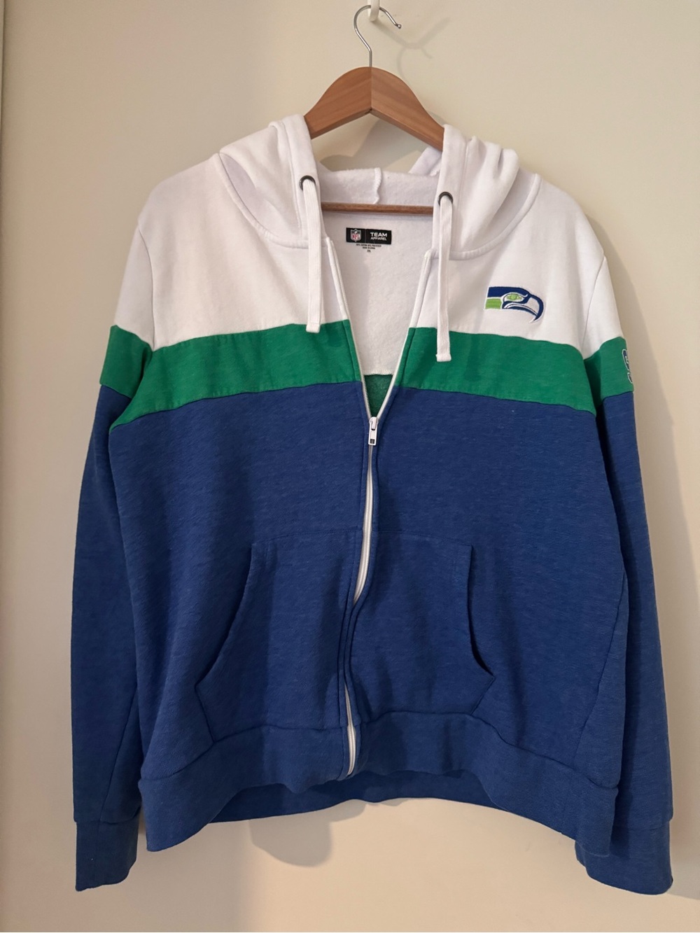 Team Apparel Blue Green White Zip-Up Hoodie Sweater